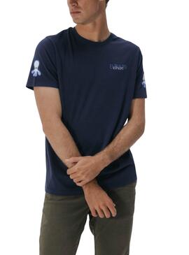 Camiseta El pulpo triple logo azul para hombre