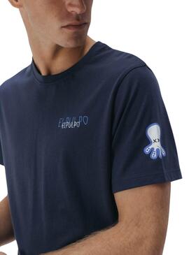 Camiseta El pulpo triple logo azul para hombre