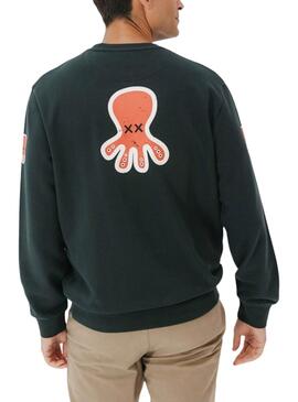 Sudadera El pulpo triple logo verde para hombre