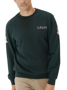 Sudadera El pulpo triple logo verde para hombre