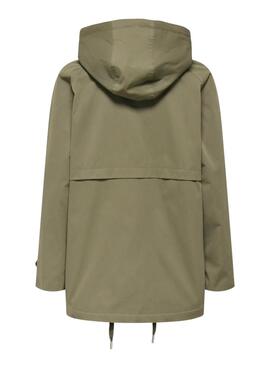 Parka Only Orchid verde para mujer