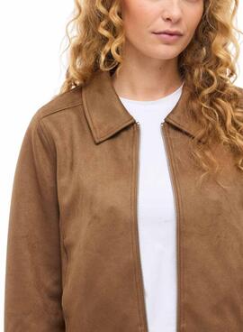 Chaqueta antelina Vila Moody marrón para mujer