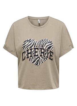 Camiseta Only Lucy beige para mujer