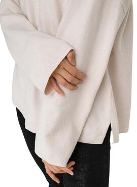 Jersey Only Loyal Amalio beige crema para mujer
