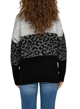 Jersey Only Jade Animal print negro y gris para mujer
