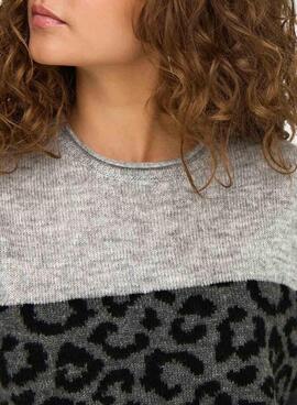 Jersey Only Jade Animal print negro y gris para mujer