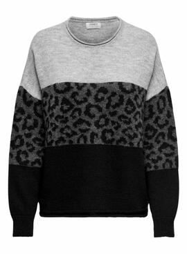 Jersey Only Jade Animal print negro y gris para mujer