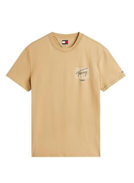 Camiseta Tommy Jeans Sign Spray beige para hombre