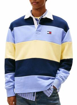 Polo Tommy Jeans Rugby azul y amarillo para hombre