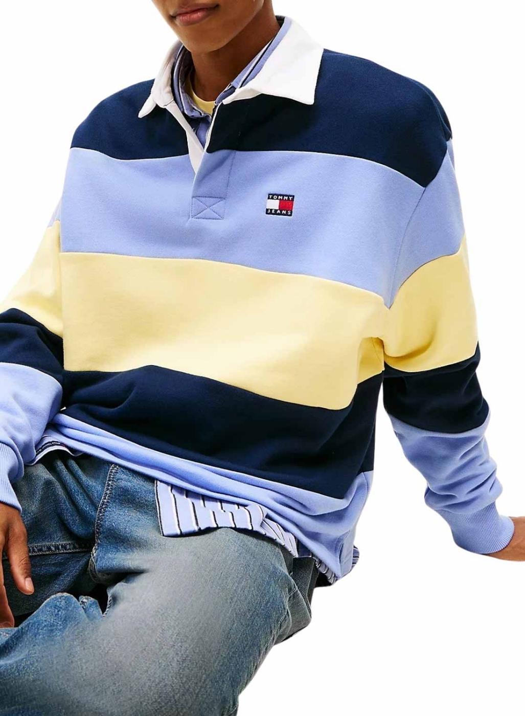 Polo Tommy Jeans Rugby azul y amarillo para hombre