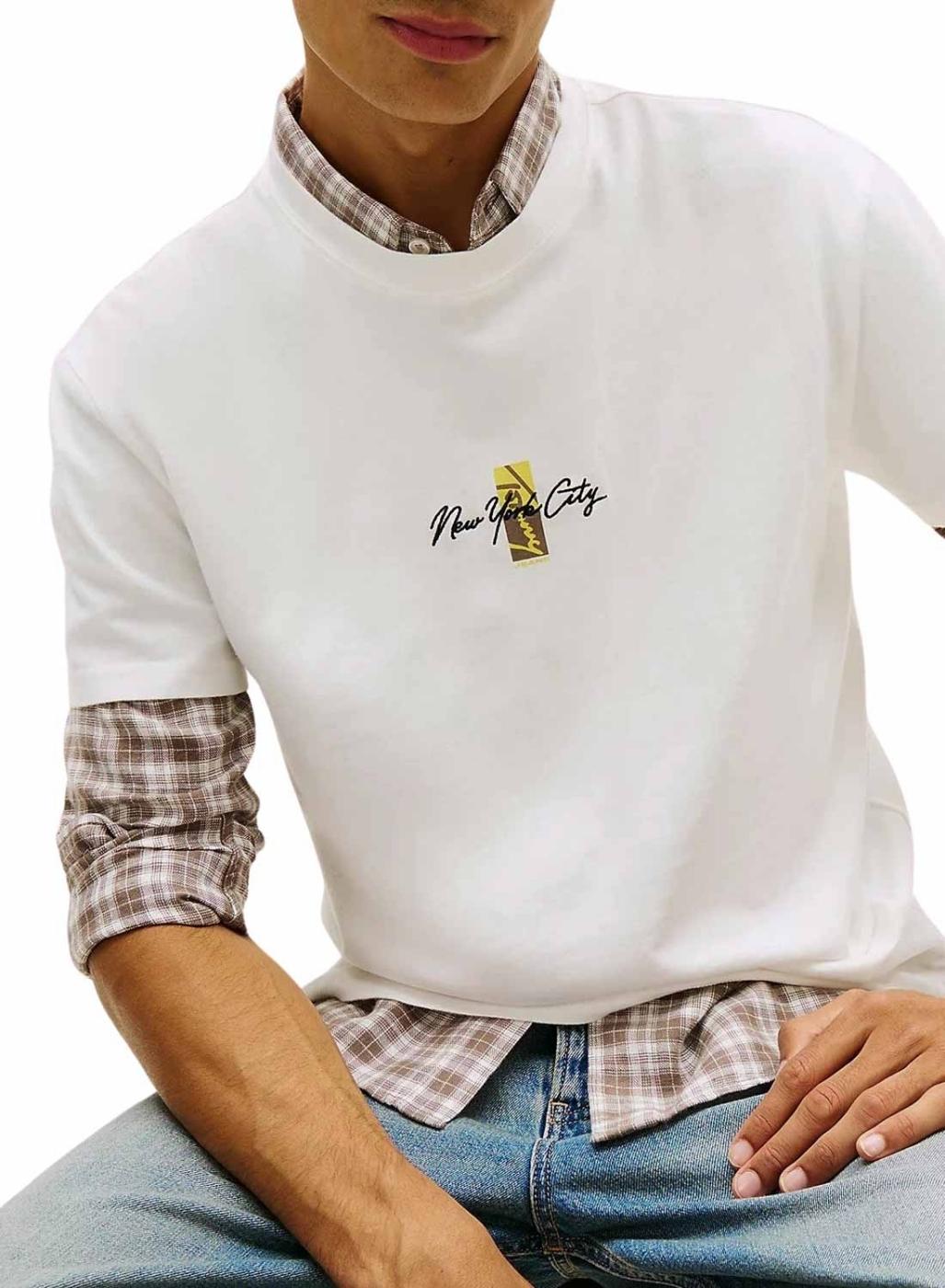 Camiseta Tommy Jeans Sign Block blanco para hombre