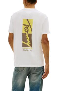 Camiseta Tommy Jeans Sign Block blanco para hombre