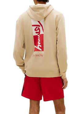 Sudadera Tommy Jeans Backprint beige para hombre