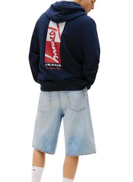 Sudadera Tommy Jeans Backprint azul marino para hombre