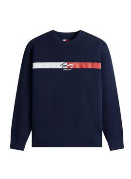 Sudadera Tommy Jeans Sign Stripe azul marino para hombre