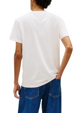 Camiseta Tommy Jeans Essential Flag blanco para hombre