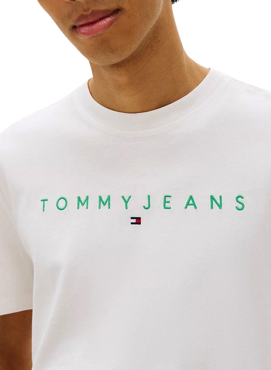 Camiseta Tommy Jeans Linear Logo blanco para hombre