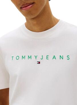 Camiseta Tommy Jeans Linear Logo blanco para hombre