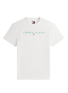Camiseta Tommy Jeans Linear Logo blanco para hombre