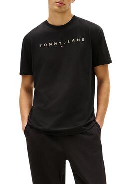 Camiseta Tommy Jeans Linear Logo negro para hombre