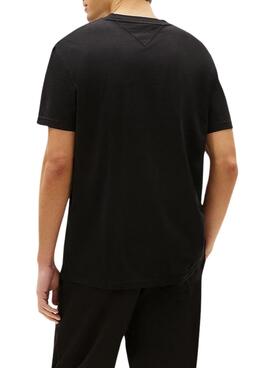 Camiseta Tommy Jeans Linear Logo negro para hombre