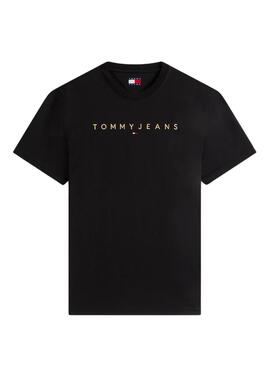 Camiseta Tommy Jeans Linear Logo negro para hombre