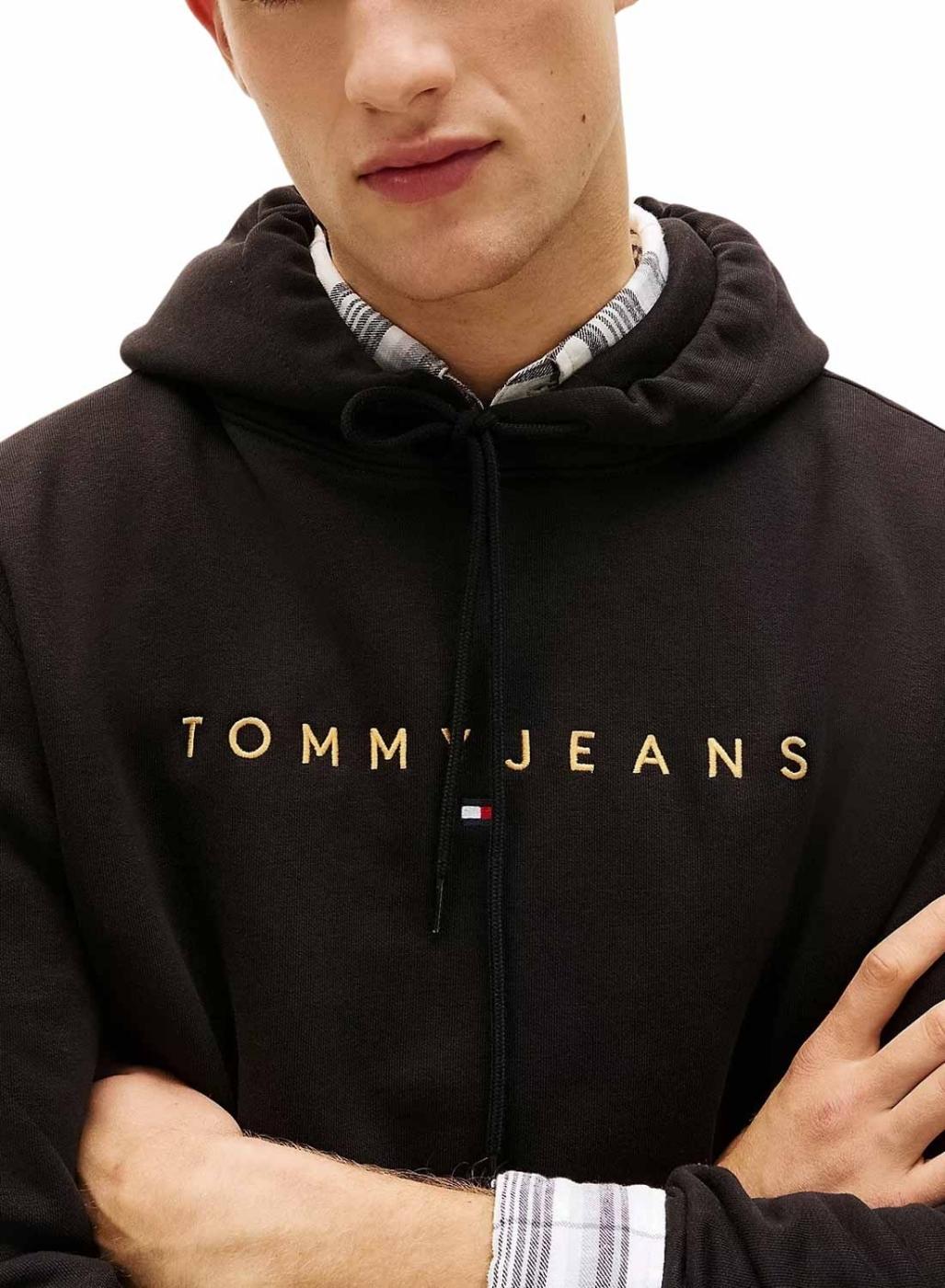 Sudadera Tommy Jeans Linear Logo negro para hombre