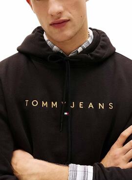 Sudadera Tommy Jeans Linear Logo negro para hombre