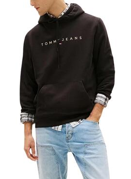 Sudadera Tommy Jeans Linear Logo negro para hombre
