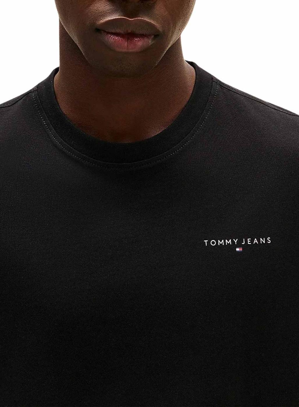 Camiseta Tommy Jeans Linear Chest negro para hombre