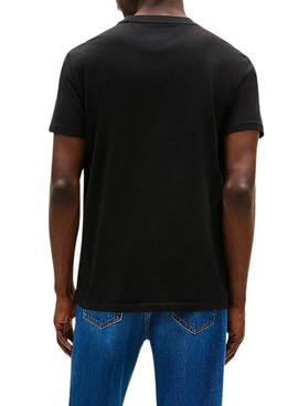 Camiseta Tommy Jeans Linear Chest negro para hombre