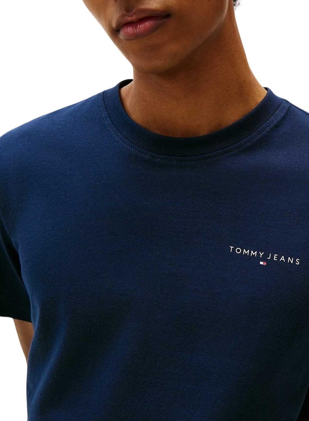 Camiseta Tommy Jeans Linear Chest azul marino para hombre