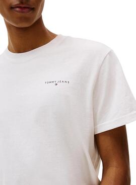 Camiseta Tommy Jeans Linear Chest blanco para hombre