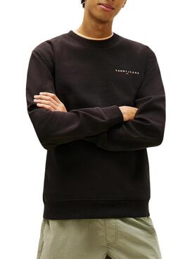 Sudadera Tommy Jeans Linear Chest negro para hombre
