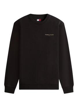 Sudadera Tommy Jeans Linear Chest negro para hombre
