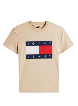 Camiseta Tommy Jeans Big Flag beige para hombre
