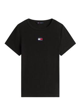 Camiseta Tommy Jeans Slim Badge negro para mujer