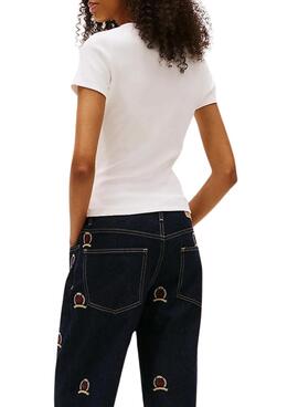 Camiseta Tommy Jeans Slim Badge blanco para mujer