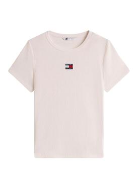 Camiseta Tommy Jeans Slim Badge blanco para mujer