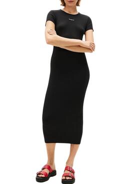 Vestido Tommy Jeans Script negro para mujer