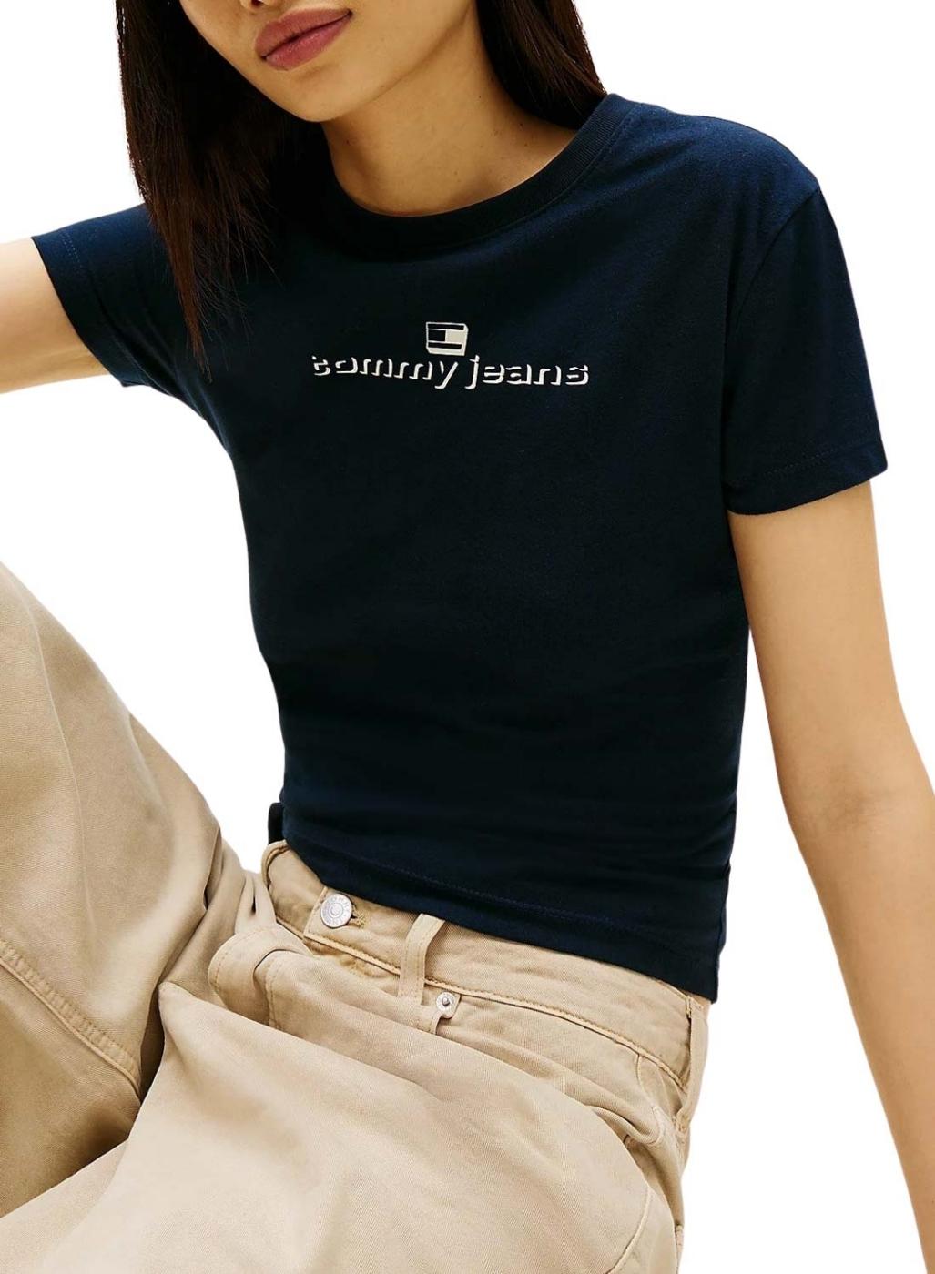 Camiseta Tommy Jeans Slim Logo azul para mujer
