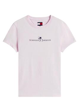 Camiseta Tommy Jeans Slim Logo rosa para mujer