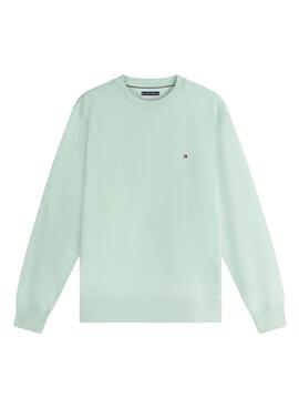 Sudadera Tommy Hilfiger básica color menta para hombre