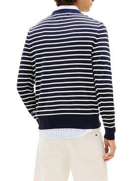 Jersey Tommy Hilfiger rayas azul marino y blanco para hombre