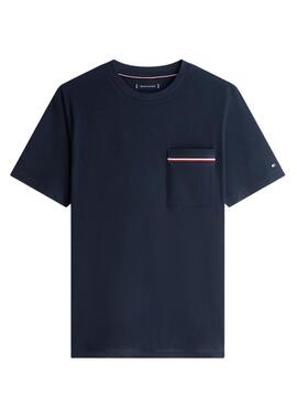 Camiseta con bolsillo Tommy Hilfiger azul marino para hombre