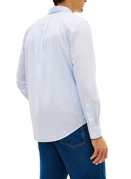Camisa Tommy Hilfiger Gingham blanco y azul para hombre