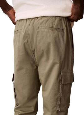 Pantalones cargo Calvin Klein Jeans Elastic Twill vintage verde para hombre