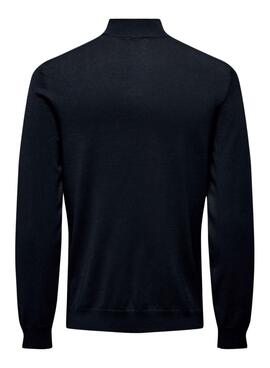 Jersey Only and Sons Wyler Half Zip azul para hombre