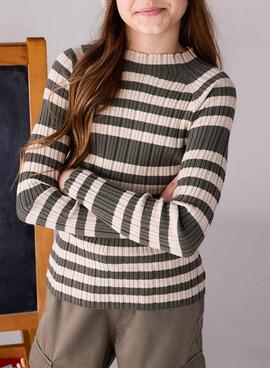 Jersey Mayoral semicisne beige y verde para niña