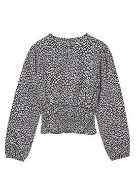 Blusa Mayoral azul marino y beige para niña